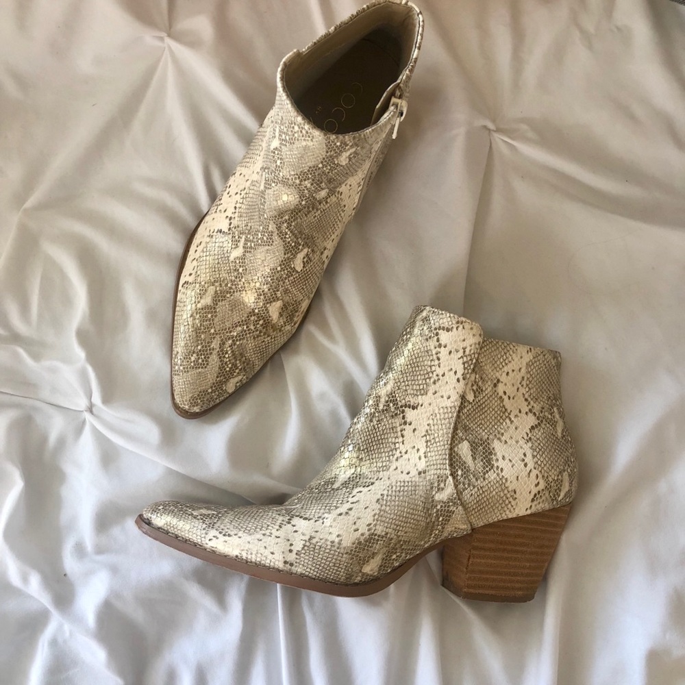 Astoria Block Heel Snakeskin Bootie